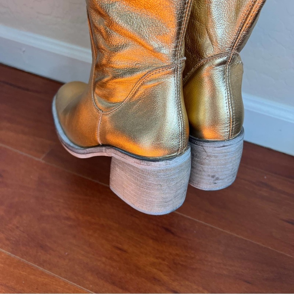 Free People Gold Essential Slouch Knee High Block Heel Boots Womens 37 - Picture 9 of 13